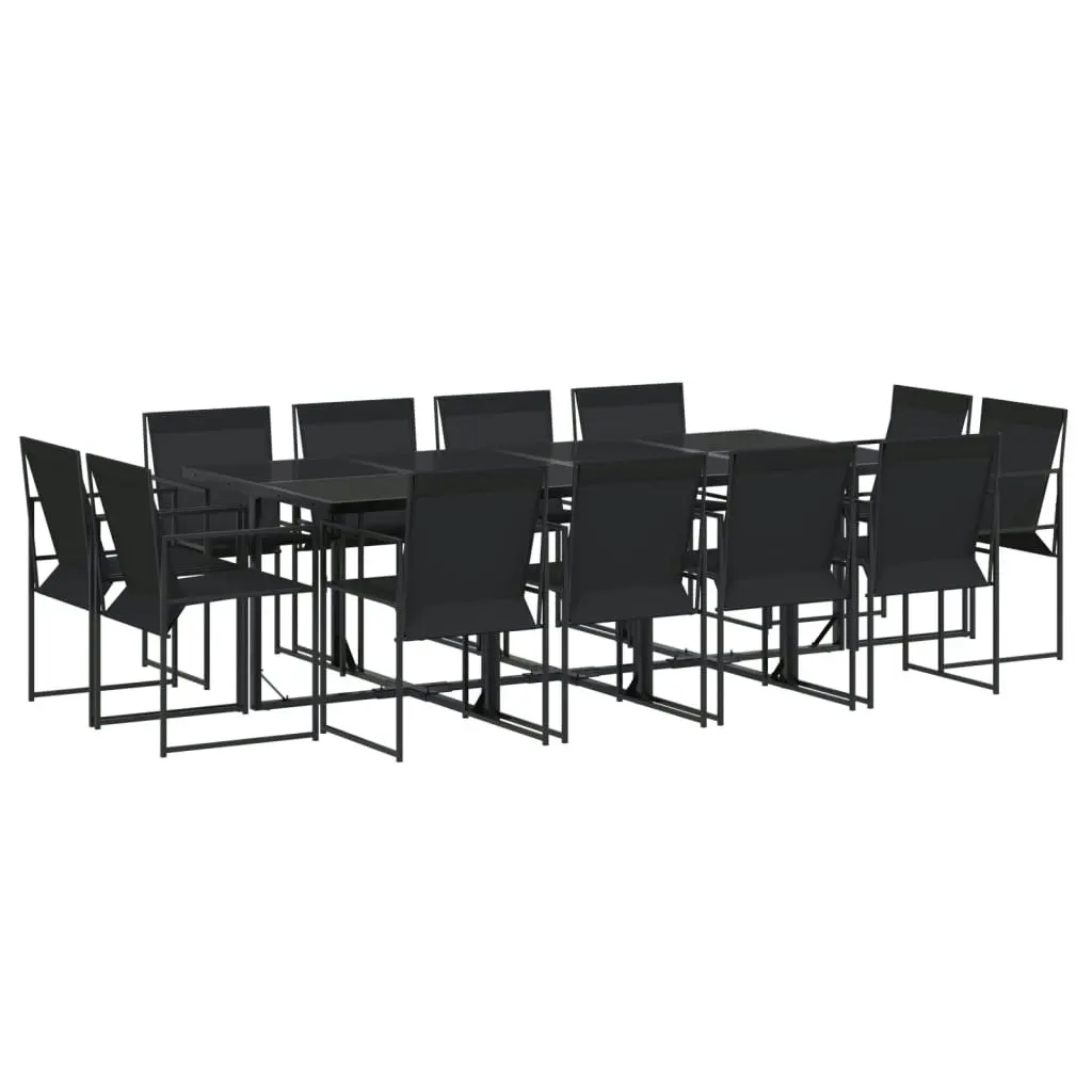 13 Piece Garden Dining Set Black Textilene 3295125