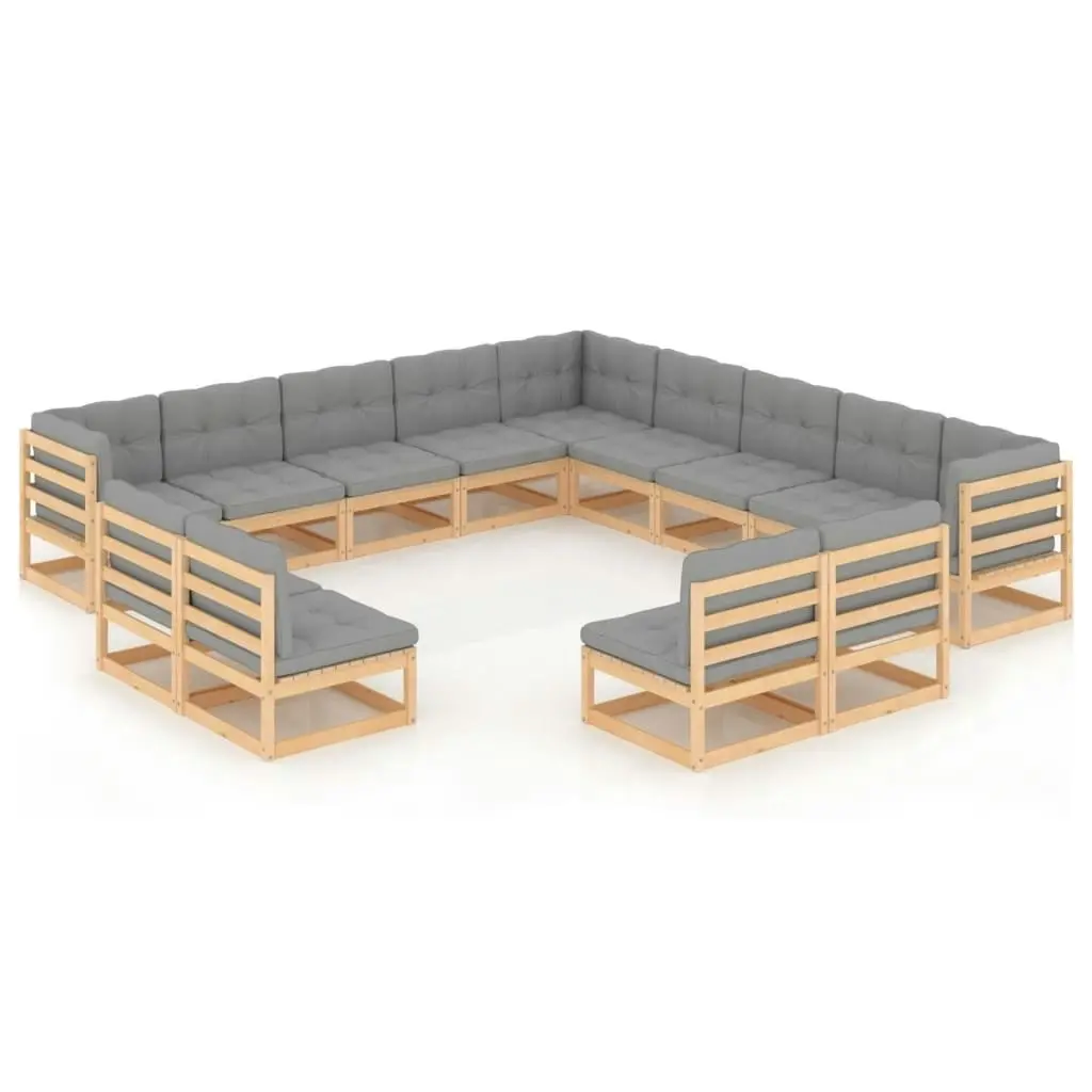 13 Piece Garden Lounge Set with Cushions Solid Pinewood 3076954