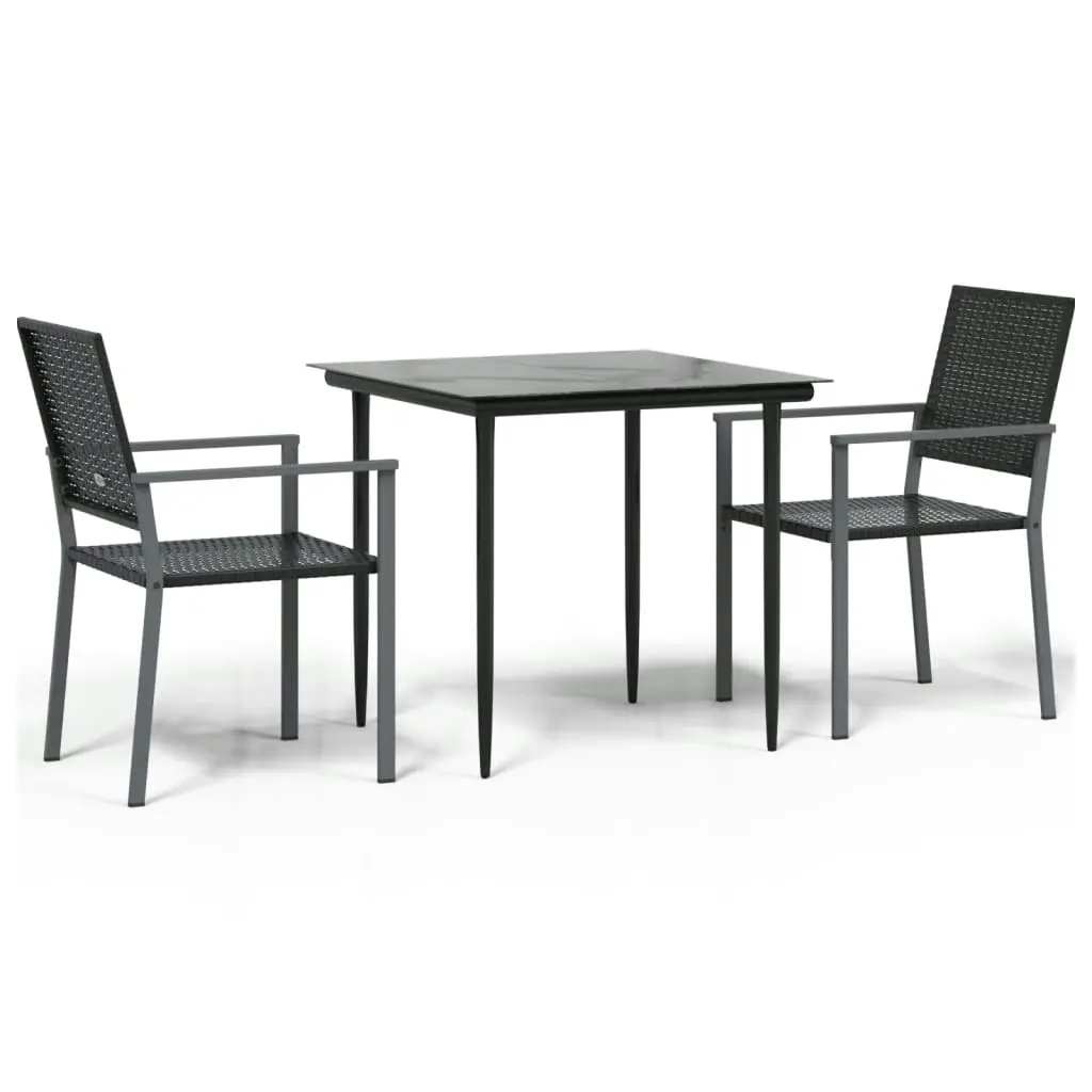 3 Piece Garden Dining Set Poly Rattan and Steel 3187003