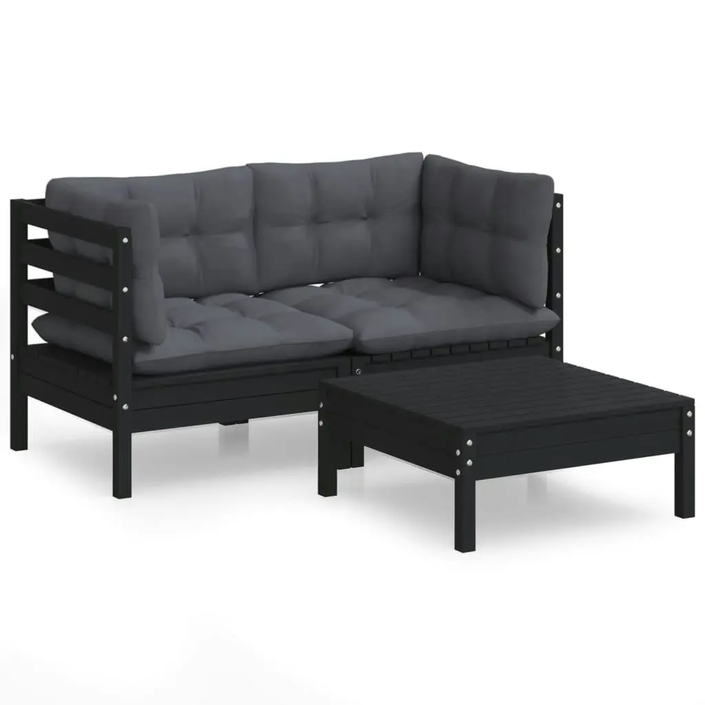 3 Piece Garden Lounge Set with Anthracite Cushions Pinewood 3096020