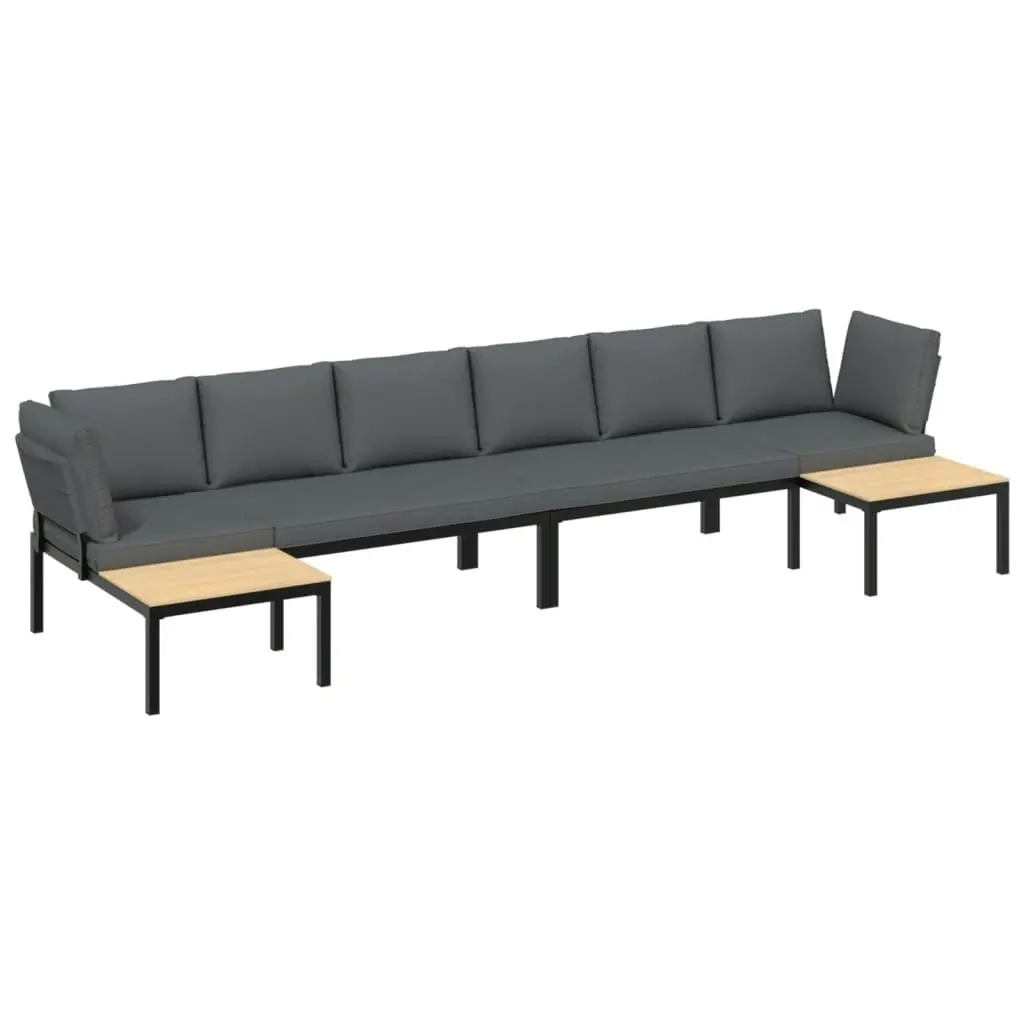 4 Piece Garden Sofa Set with Cushions Black Aluminium 3283697