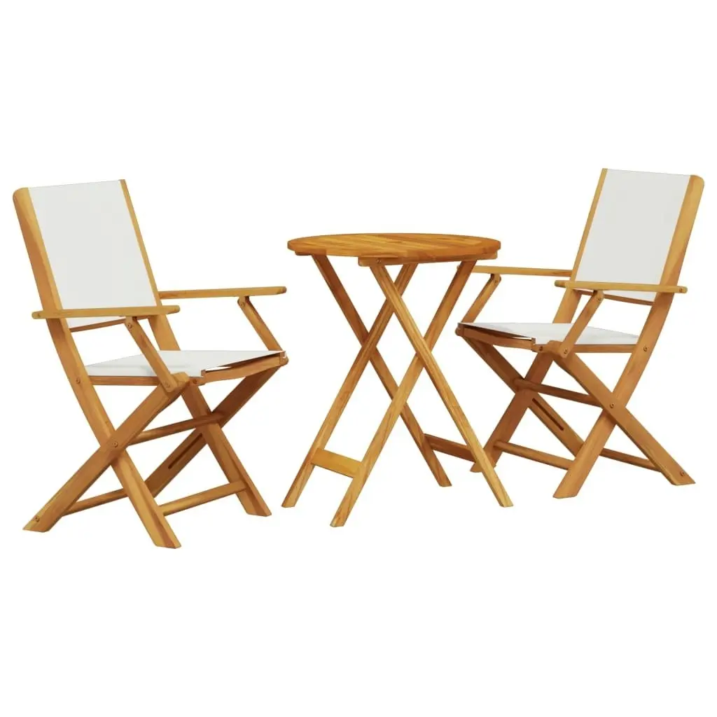 3 Piece Bistro Set Cream White Fabric and Solid Wood 3281796