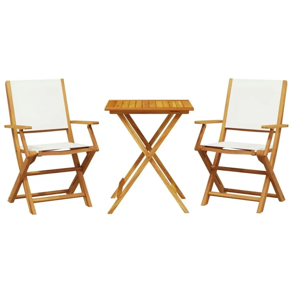 3 Piece Bistro Set Cream White Fabric and Solid Wood 3281808