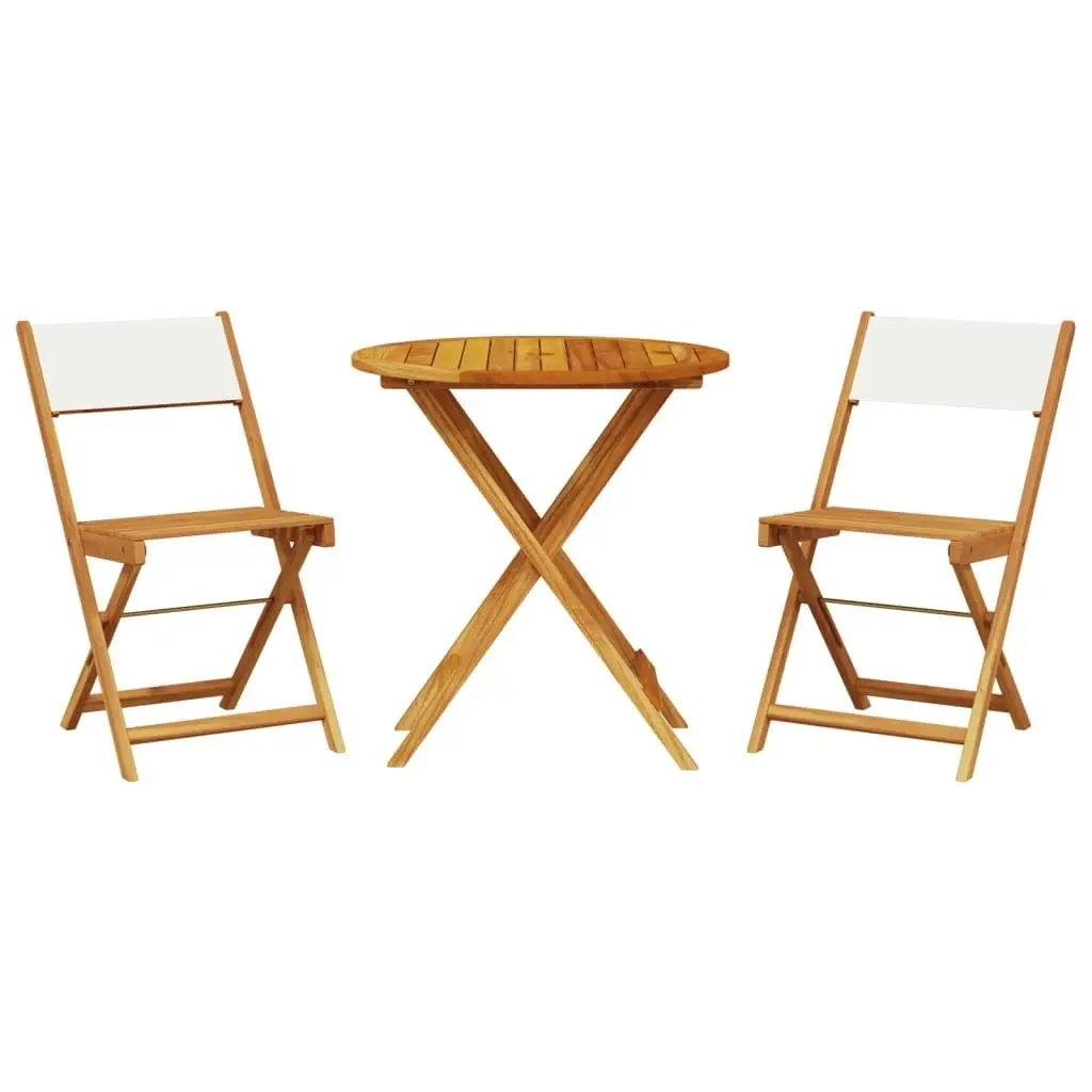 3 Piece Bistro Set Cream White Fabric and Solid Wood 3281844