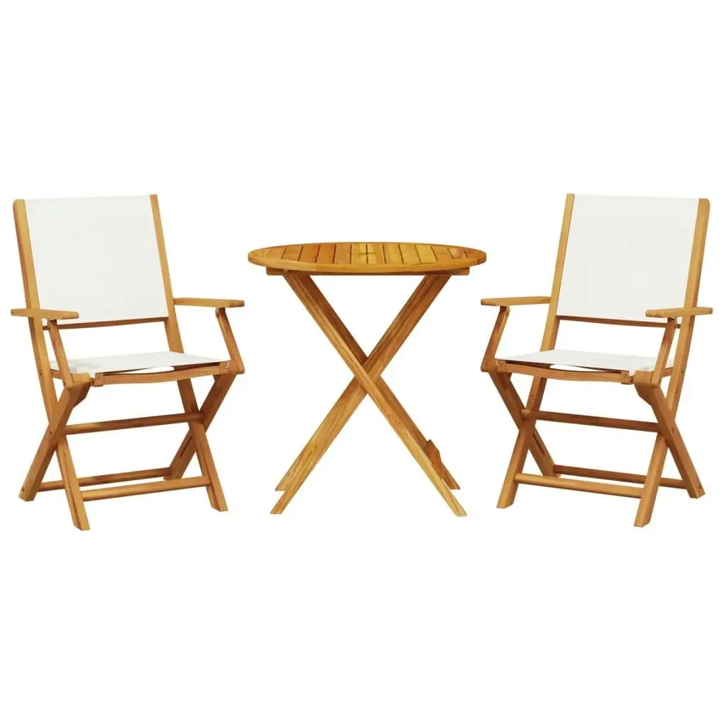 3 Piece Bistro Set Cream White Fabric and Solid Wood 3281856