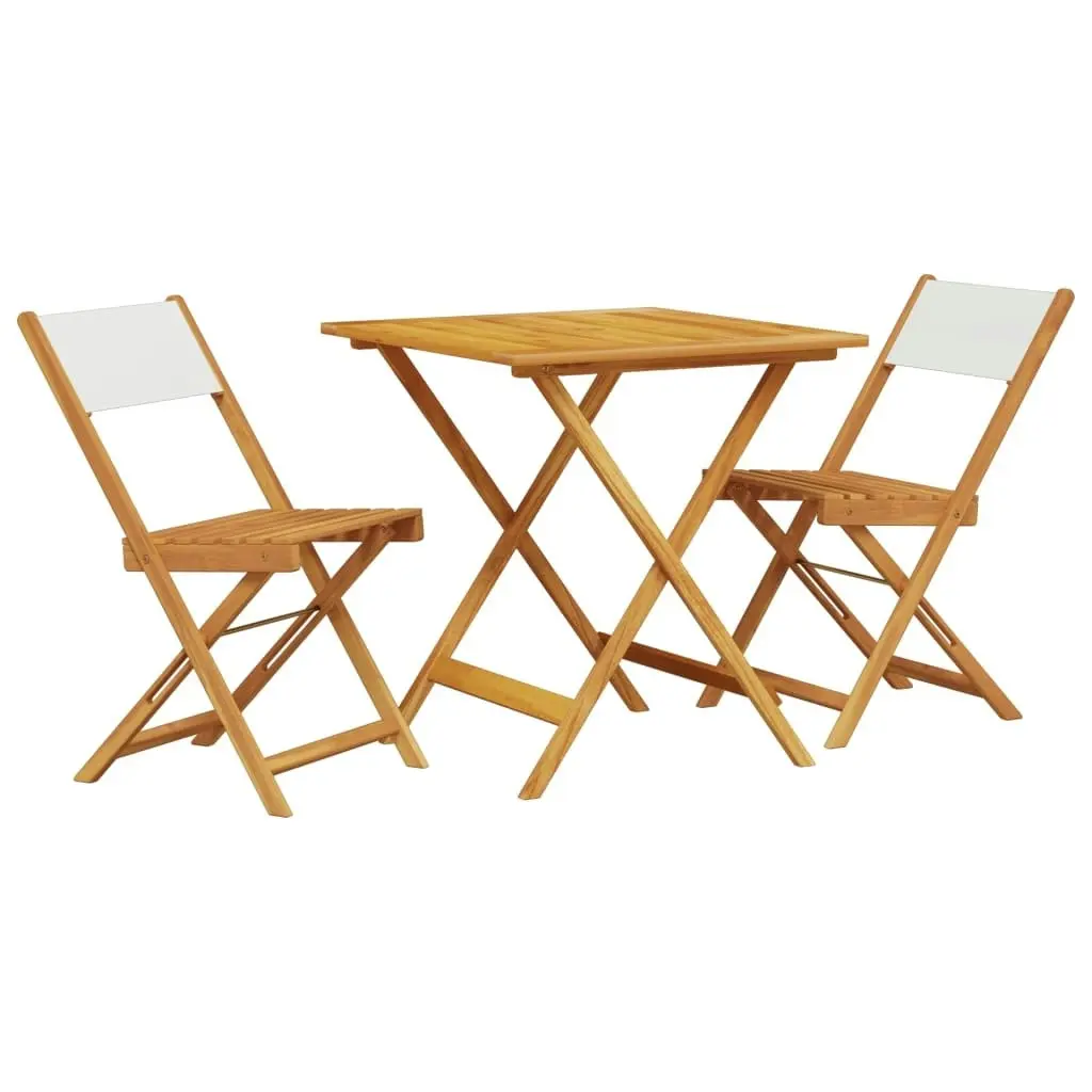 3 Piece Bistro Set Cream White Fabric and Solid Wood 3281868