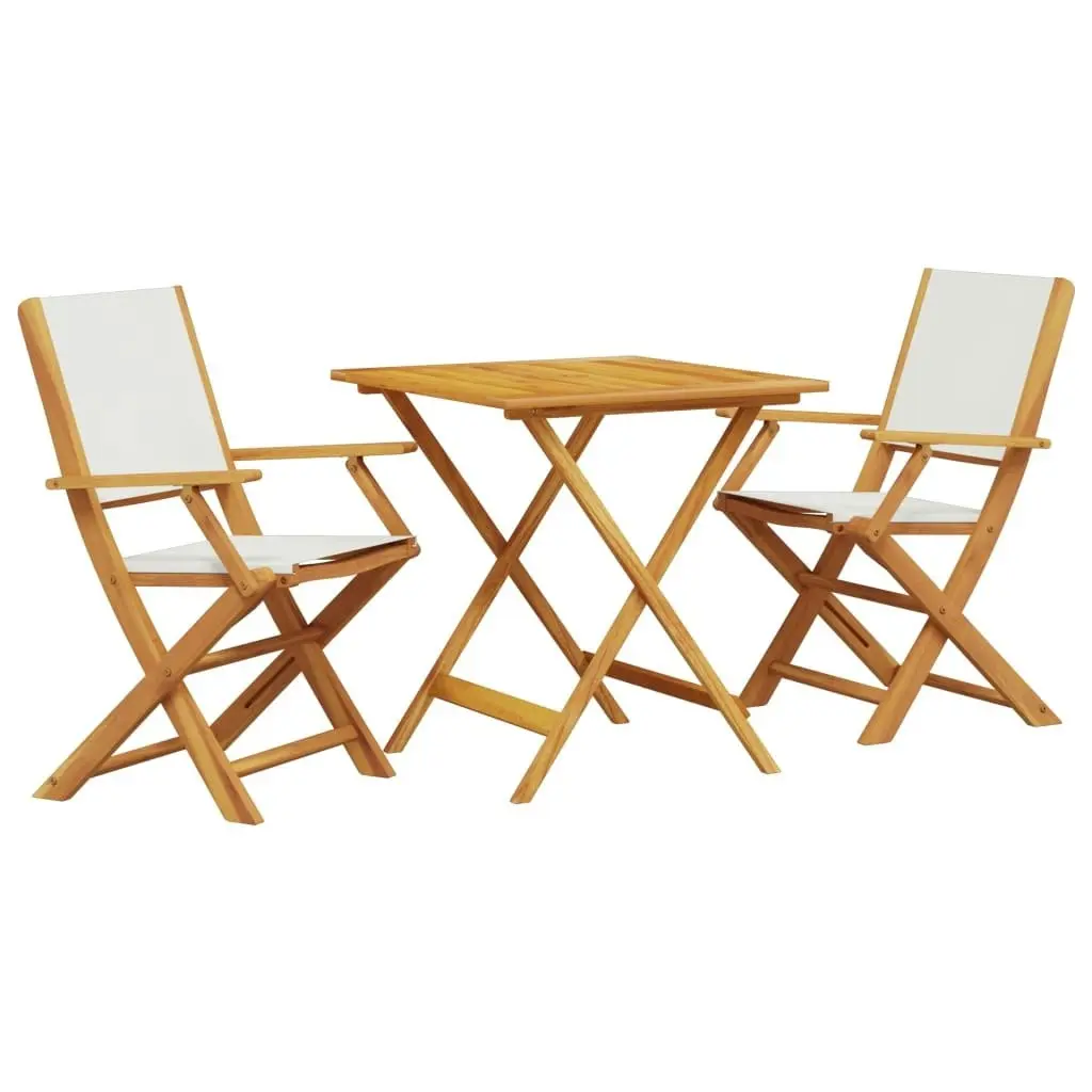 3 Piece Bistro Set Cream White Fabric and Solid Wood 3281880