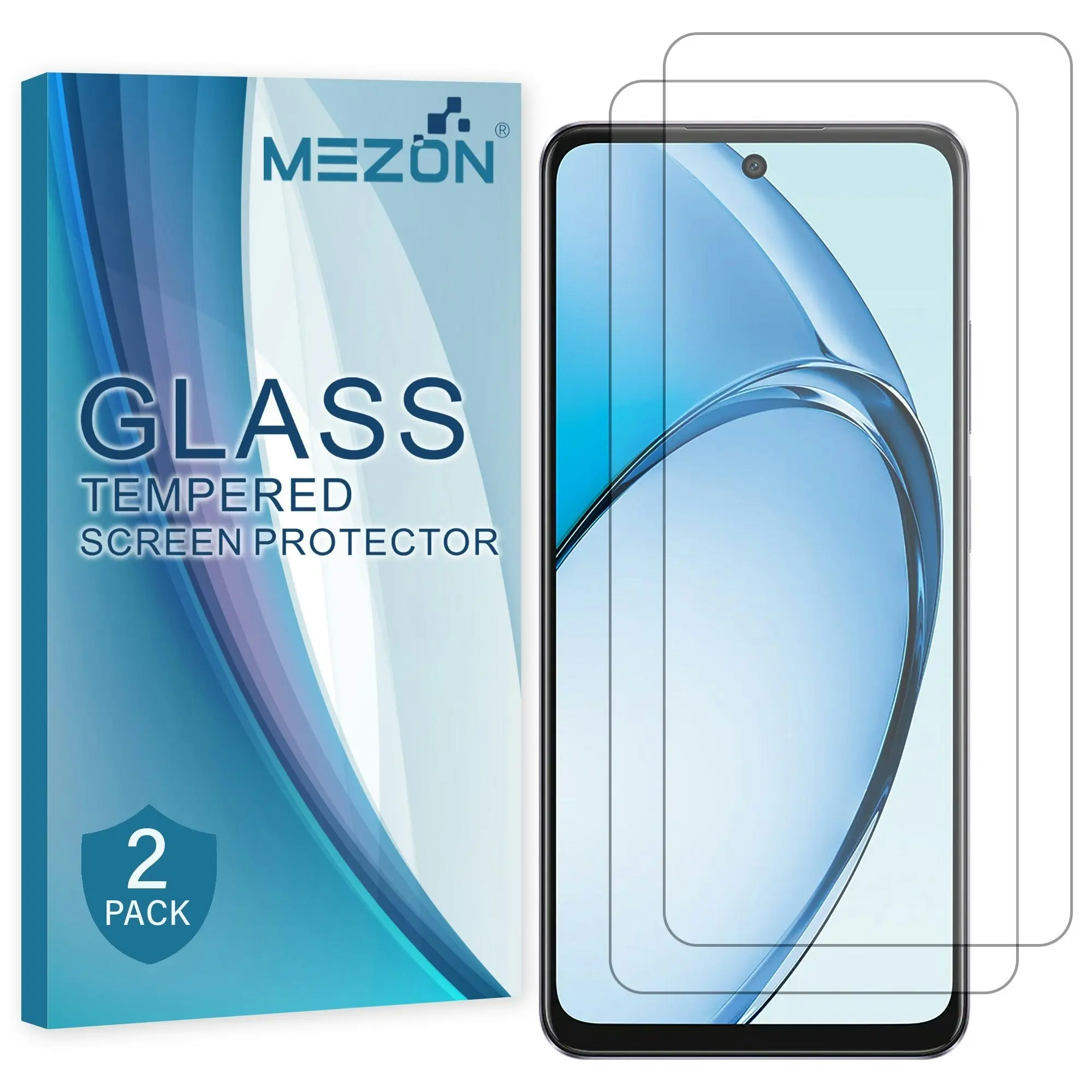 [2 Pack] MEZON Tempered Glass for OPPO A60 Crystal Clear Premium 9H HD Case Friendly Screen Protector (OPPO A60, 9H)