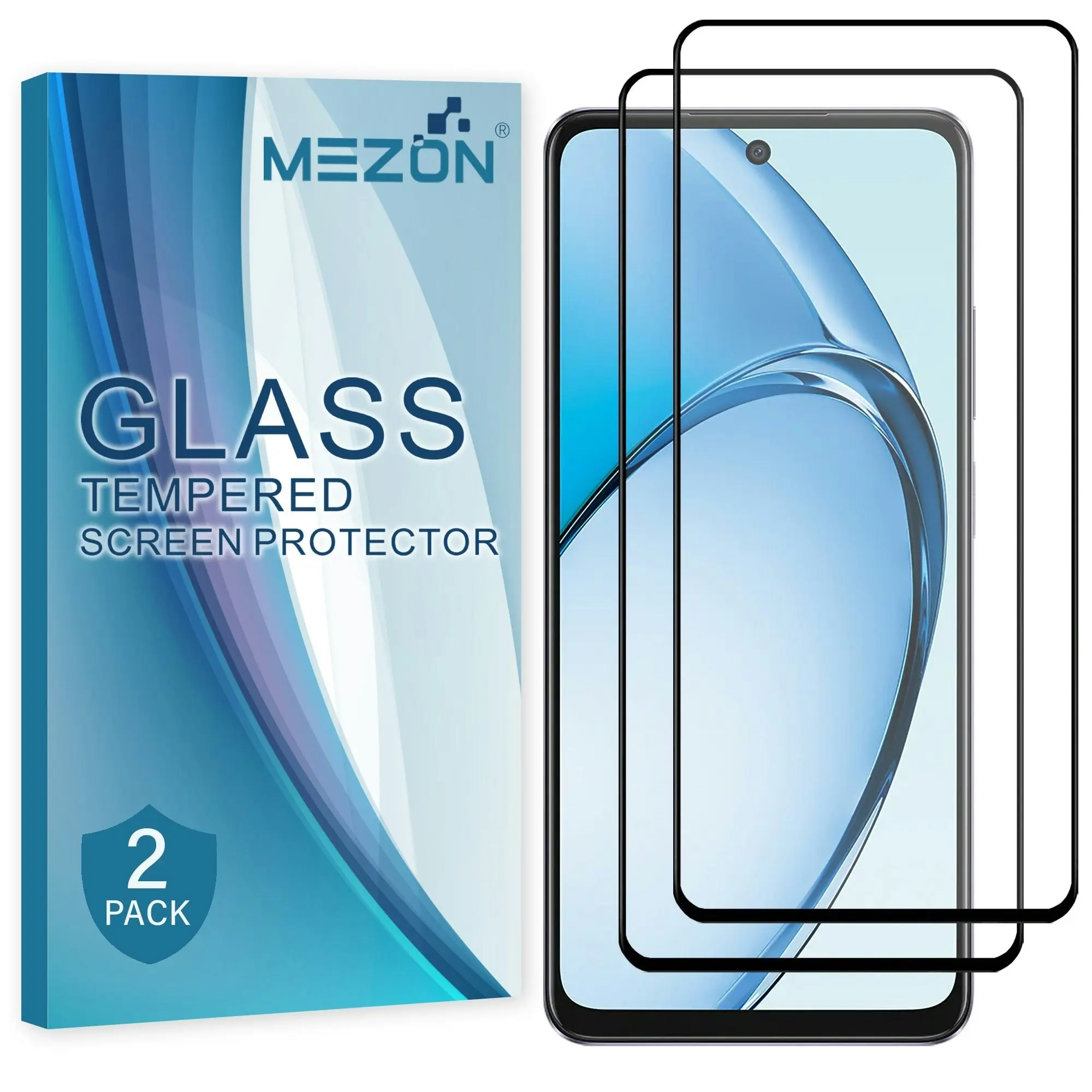 [2 Pack] MEZON Full Coverage Tempered Glass for OPPO A60 Crystal Clear Premium 9H HD Screen Protector (OPPO A60, 9H Full)