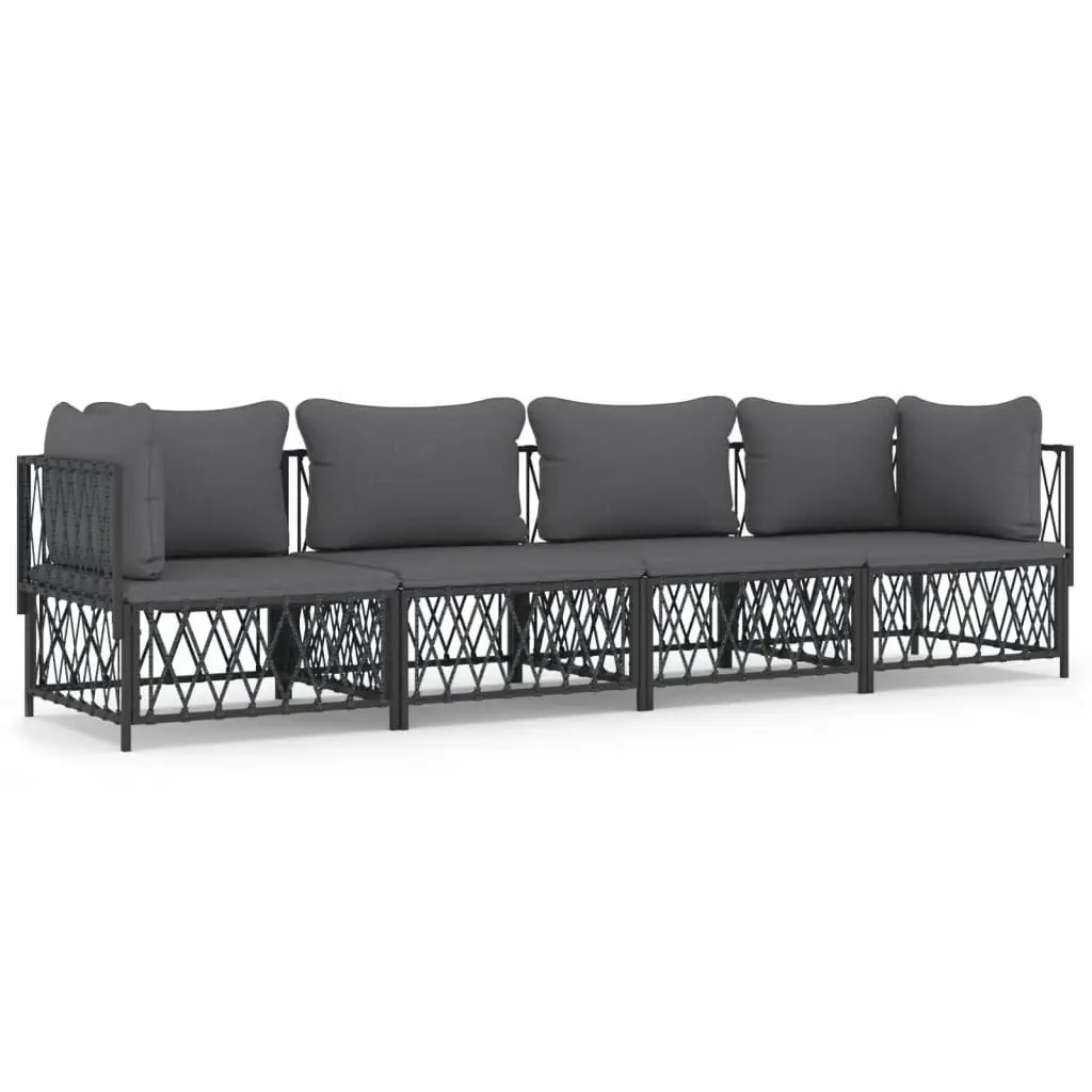 4 Piece Garden Lounge Set with Cushions Anthracite Steel 3186821