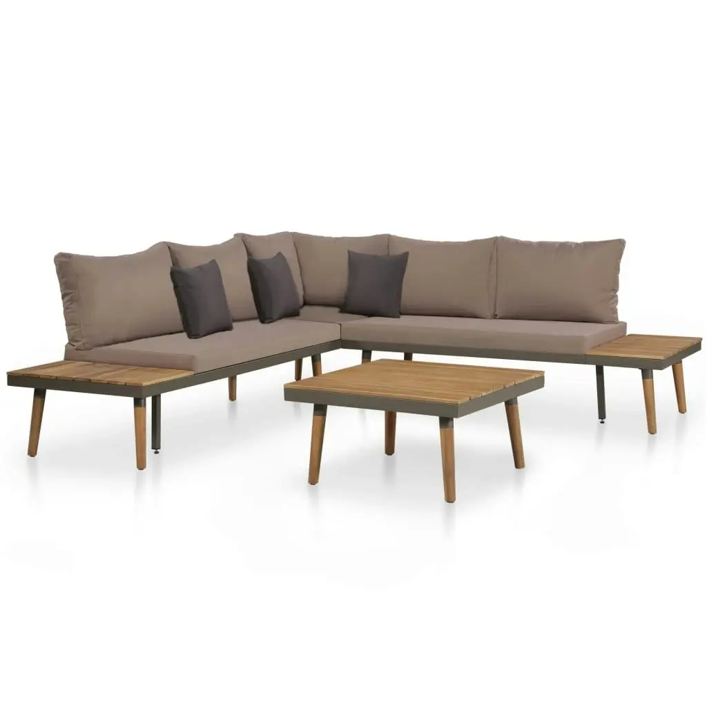 4 Piece Garden Lounge Set with Cushions Solid Acacia Wood Brown 44240