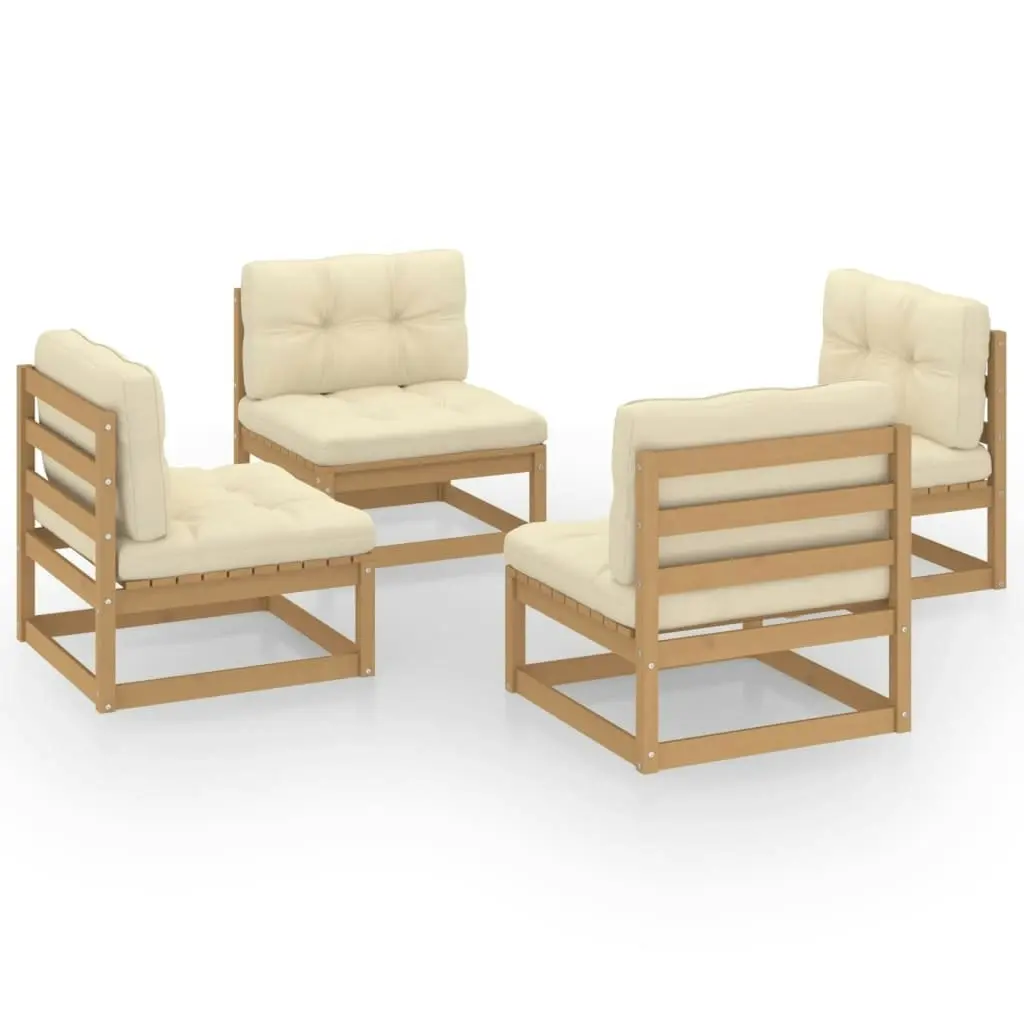 4 Piece Garden Lounge Set with Cushions Solid Pinewood 3076312