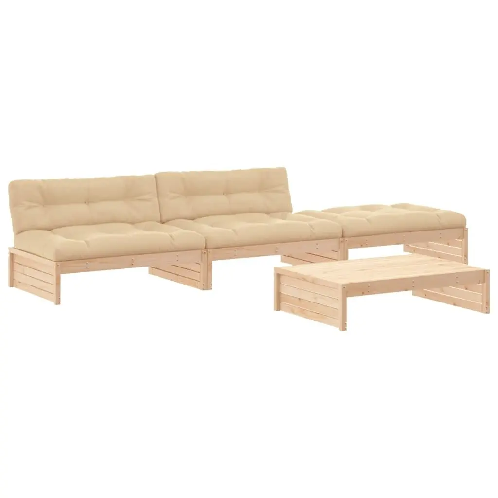 4 Piece Garden Lounge Set with Cushions Solid Wood 3186137