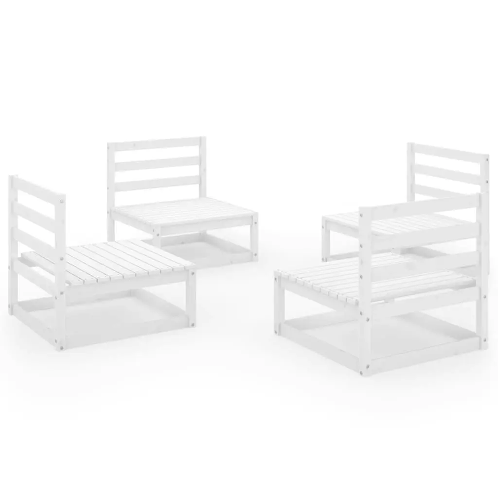 4 Piece Garden Lounge Set White Solid Pinewood 3075260