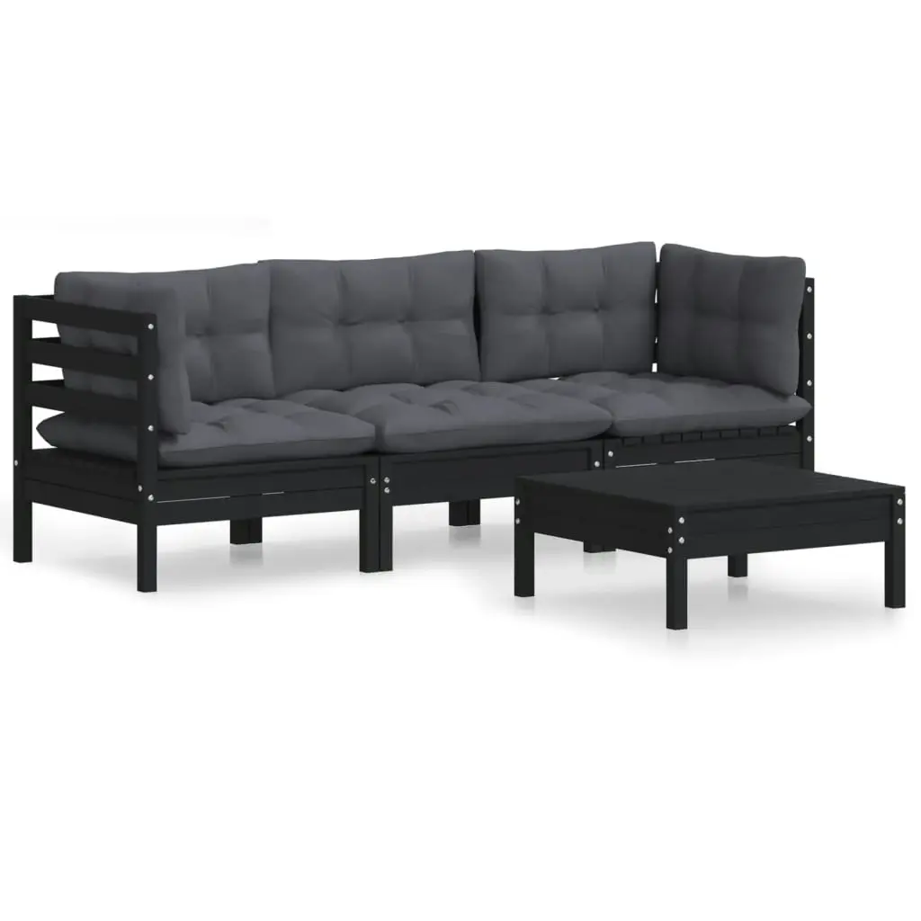 4 Piece Garden Lounge Set with Anthracite Cushions Pinewood 3096110