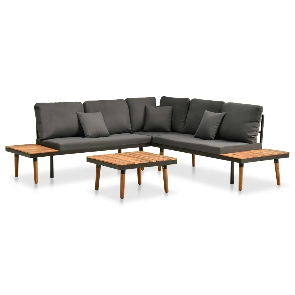 4 Piece Garden Lounge Set with Cushions Solid Acacia Wood 46466