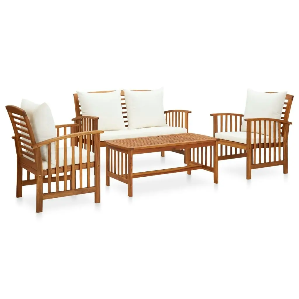 4 Piece Garden Lounge Set with Cushions Solid Acacia Wood 3057975