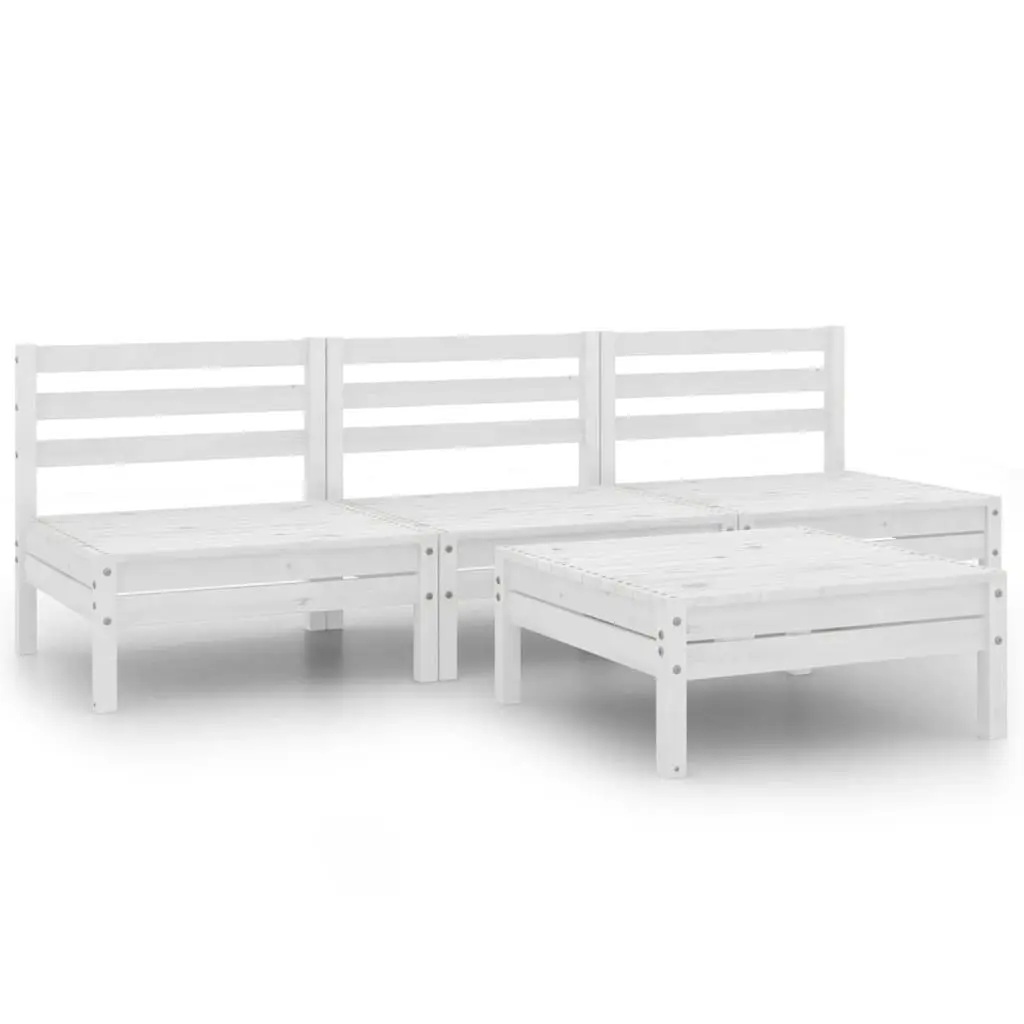 4 Piece Garden Lounge Set White Solid Pinewood 3082448