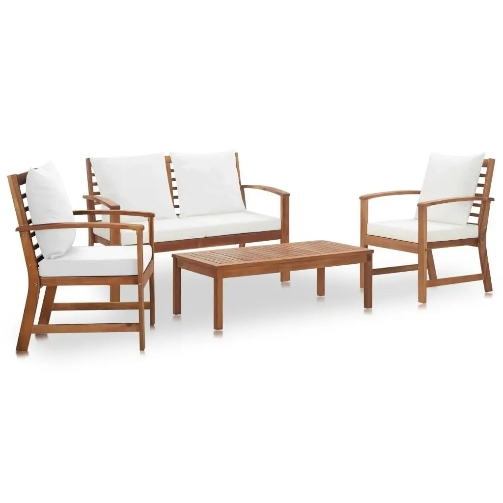 4 Piece Garden Lounge Set with Cushions Solid Acacia Wood 47283