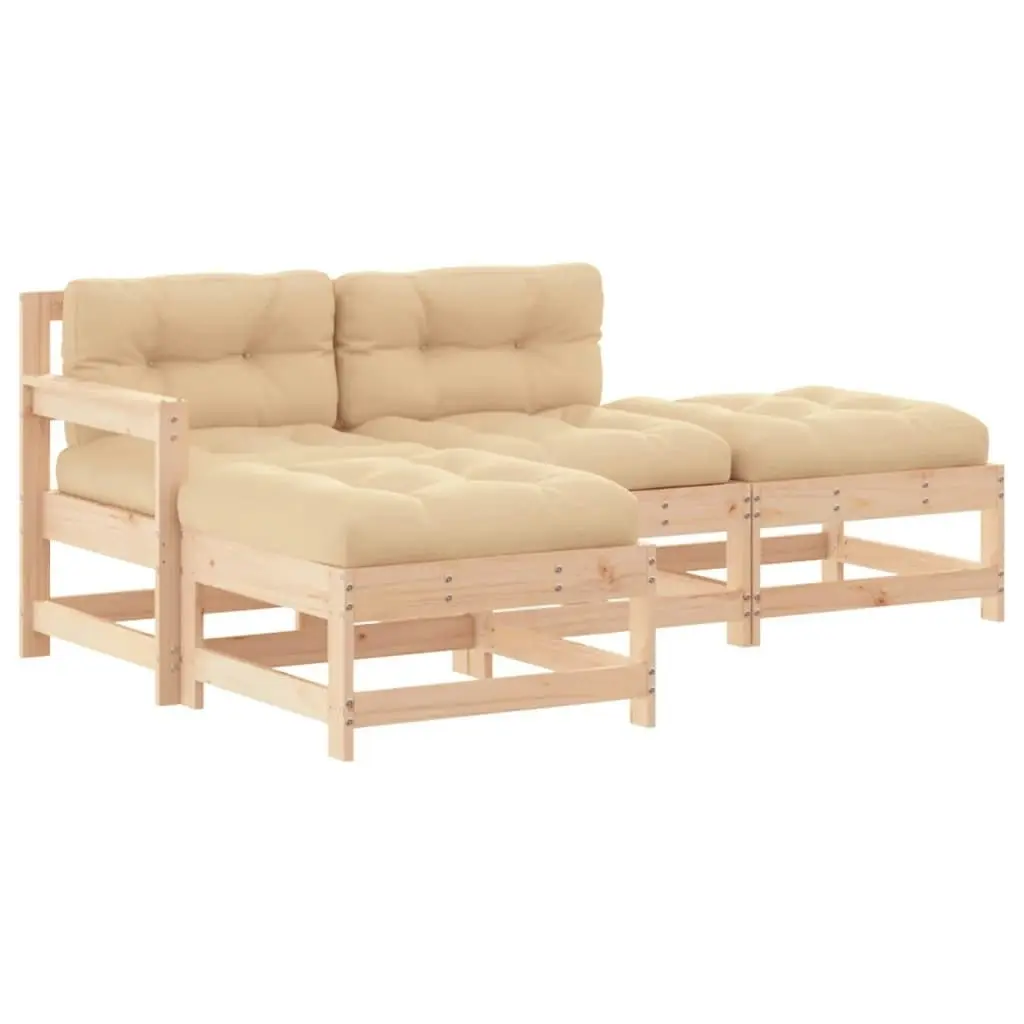 4 Piece Garden Lounge Set with Cushions Solid Wood 3186018