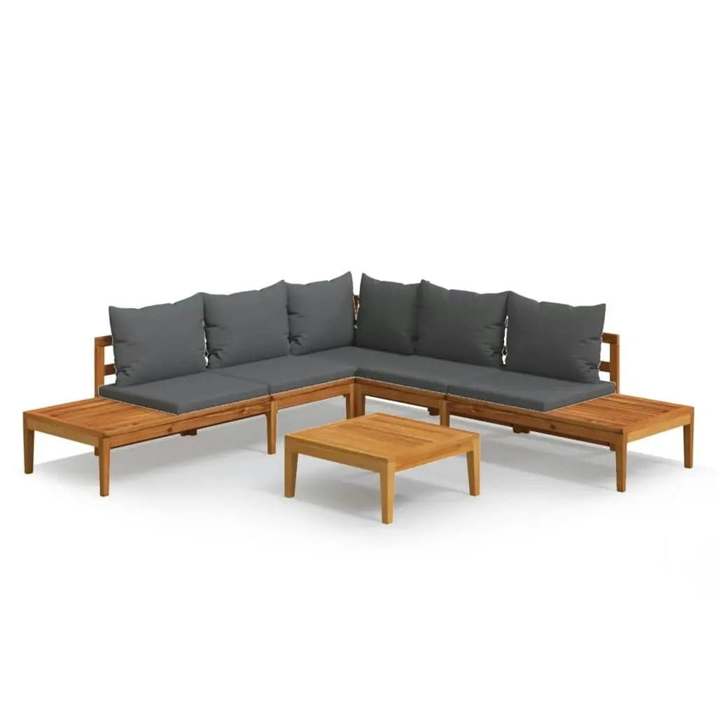 4 Piece Garden Lounge Set with Dark Grey Cushions Acacia Wood 3087267