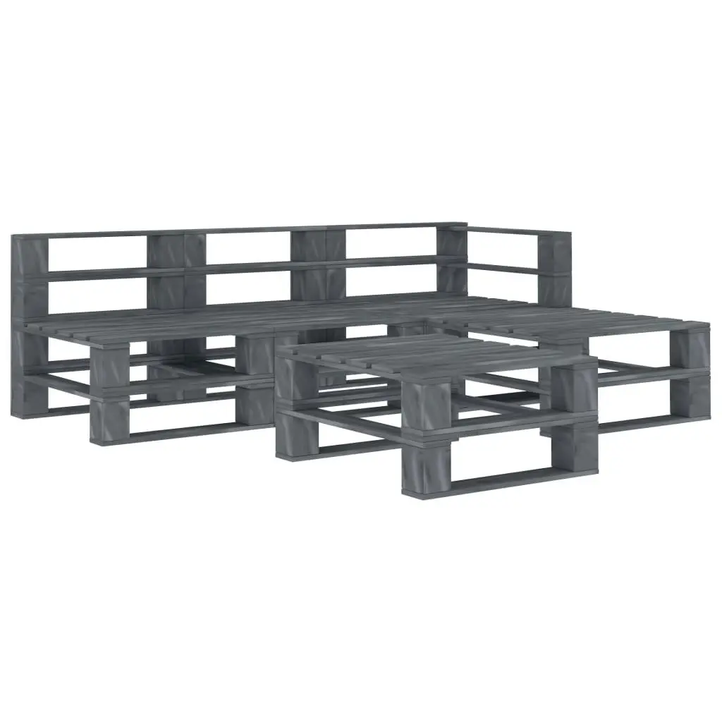 5 Piece Garden Pallet Lounge Set Wood Grey 3072264