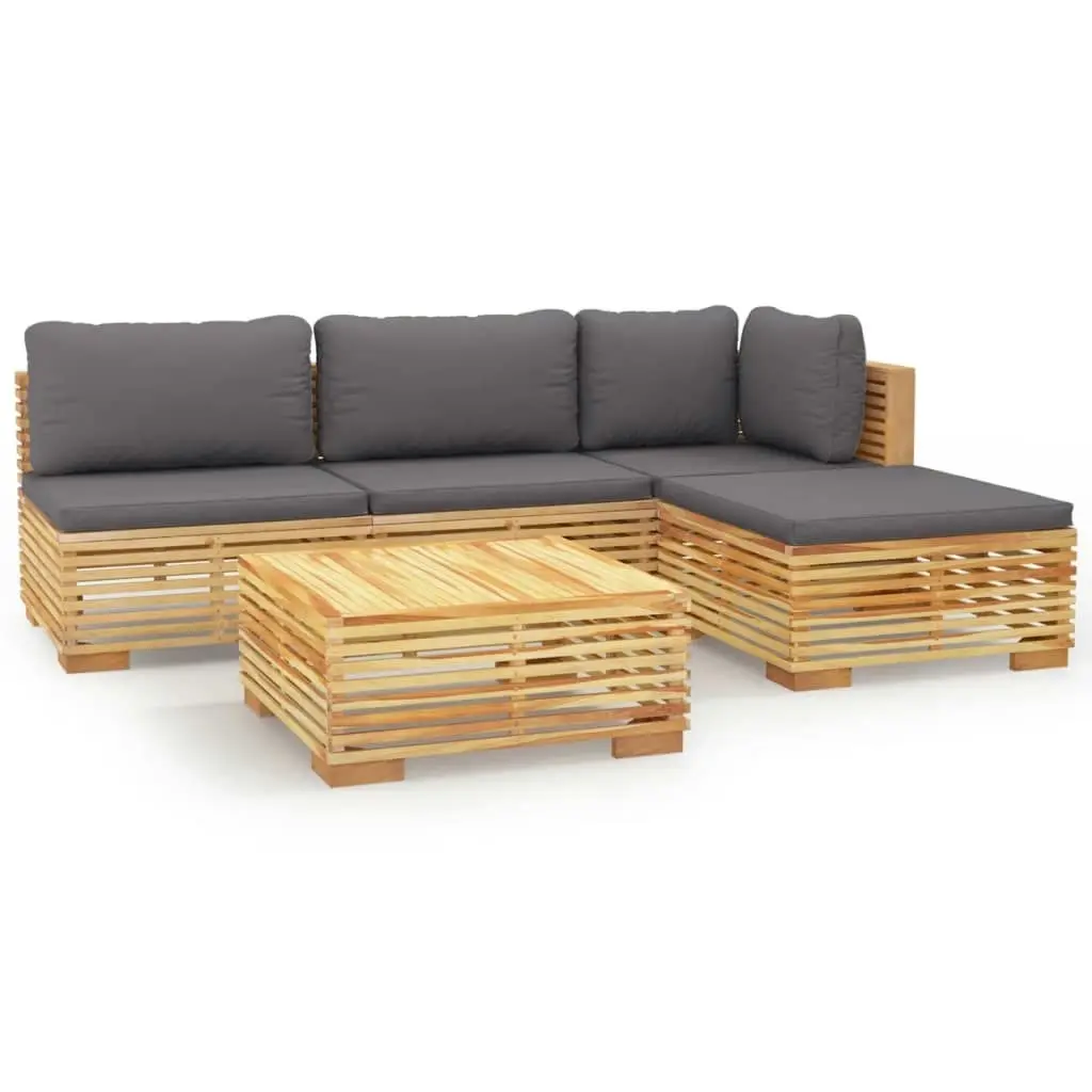 5 Piece Garden Lounge Set with Cushions Solid Wood Teak 3100856