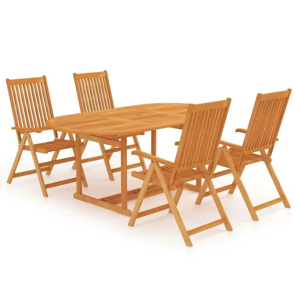 5 Piece Garden Dining Set Solid Teak Wood 3059527