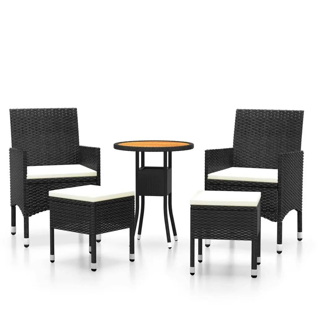 5 Piece Garden Lounge Set Poly Rattan Black 3058472