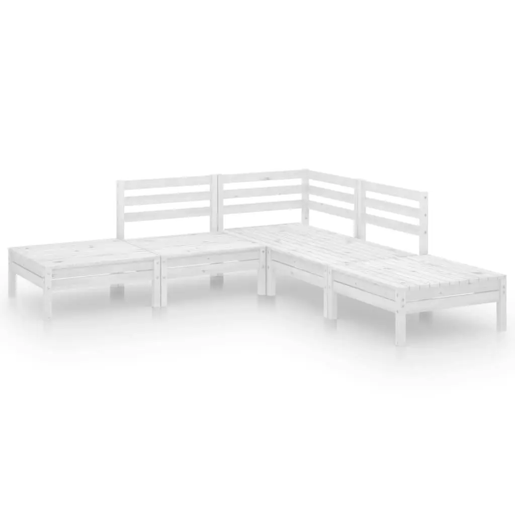 5 Piece Garden Lounge Set Solid Pinewood White 3082638