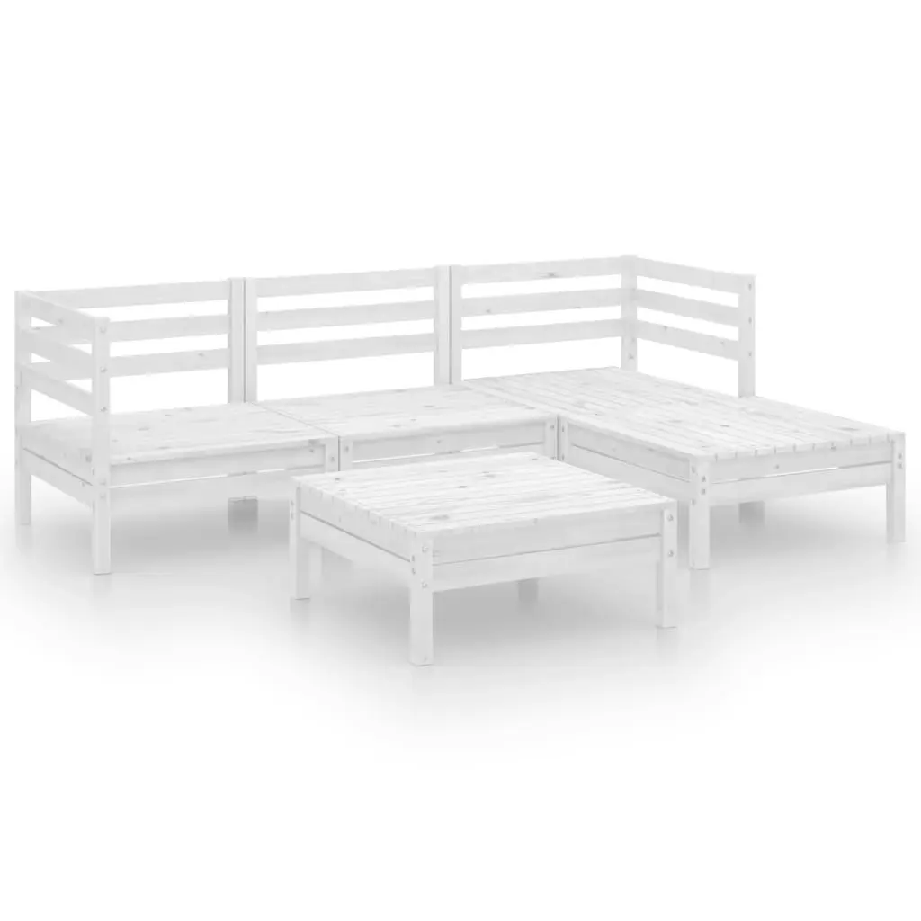 5 Piece Garden Lounge Set Solid Pinewood White 3082673