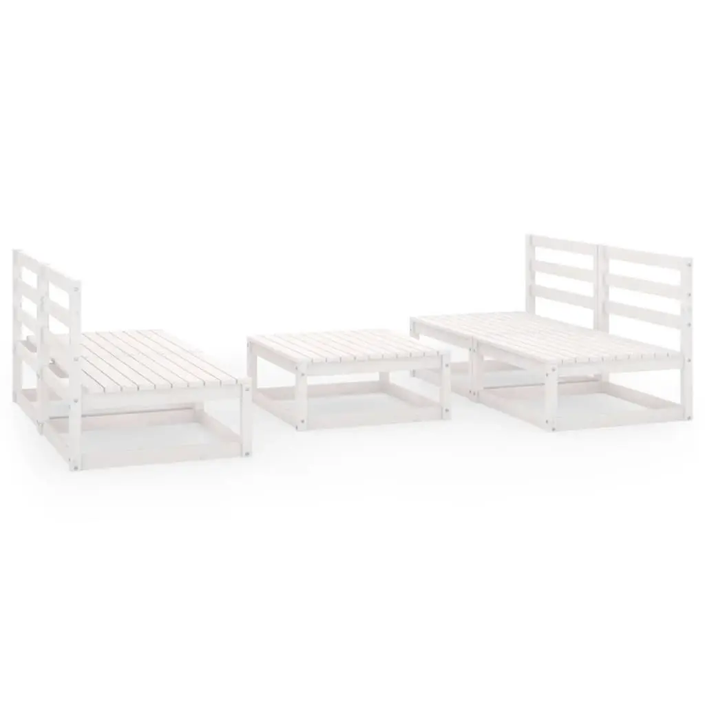 5 Piece Garden Lounge Set White Solid Pinewood 3075240