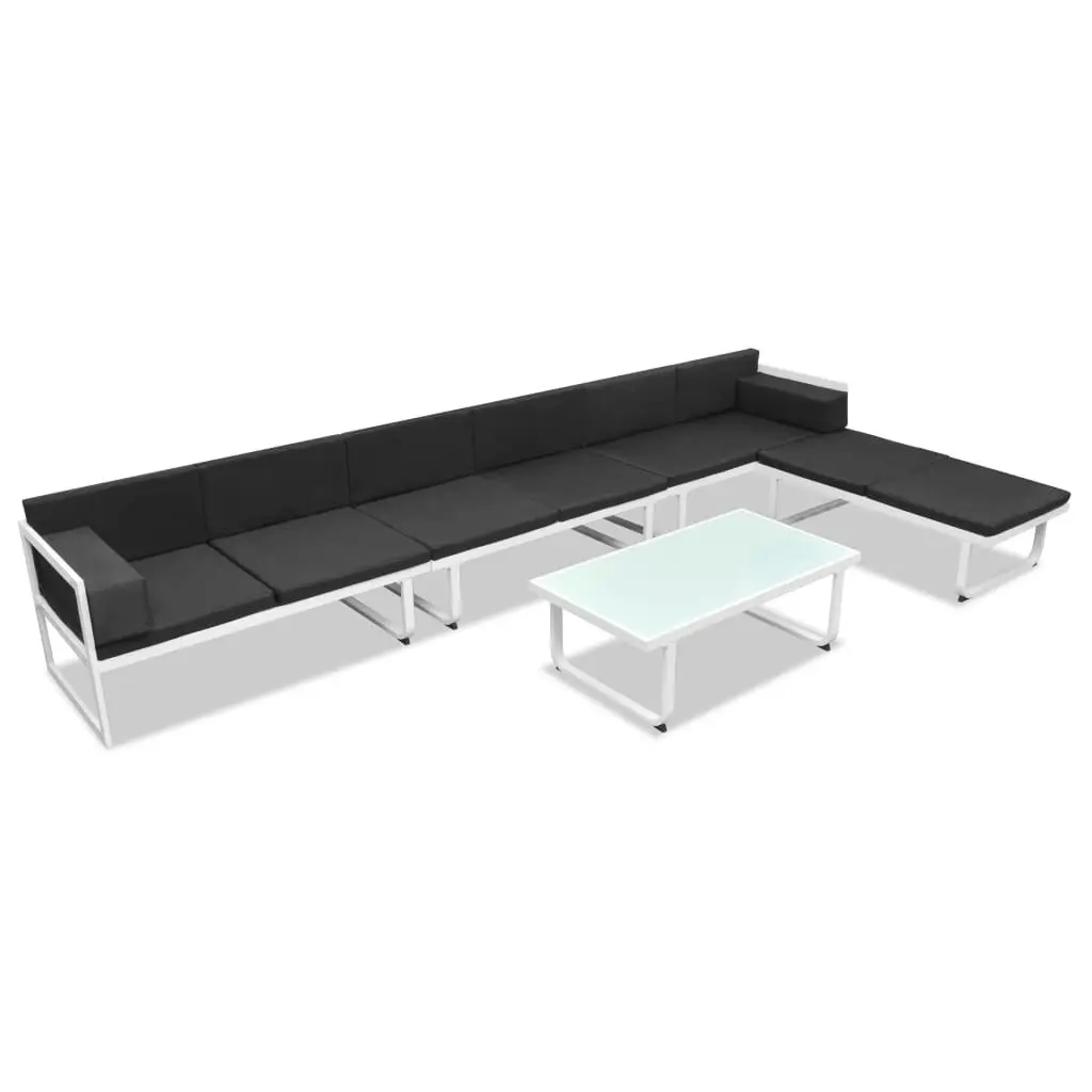 5 Piece Garden Lounge Set Textilene Aluminium Black 42814