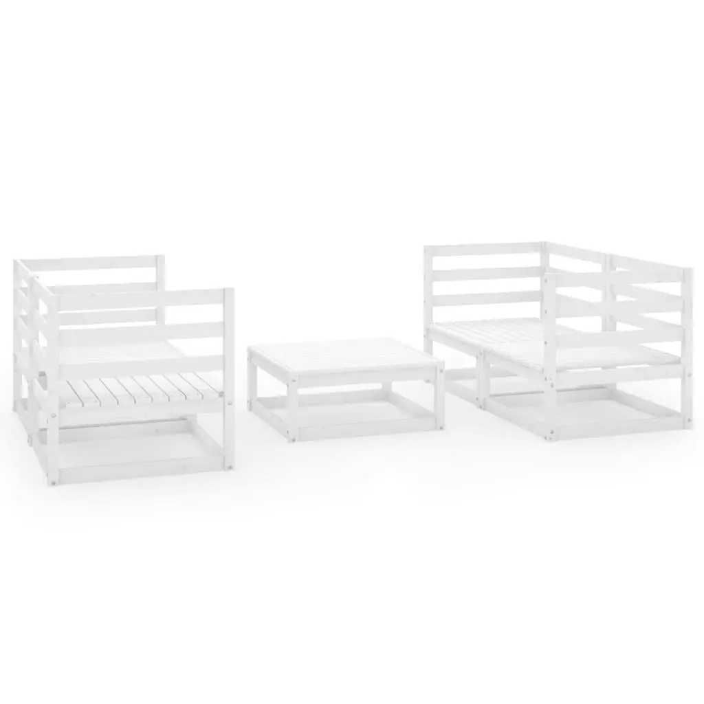 5 Piece Garden Lounge Set White Solid Pinewood 3075255