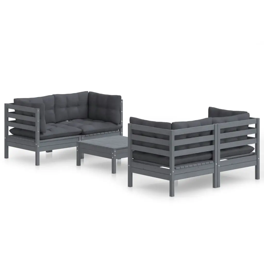 5 Piece Garden Lounge Set with Anthracite Cushions Pinewood 3096024