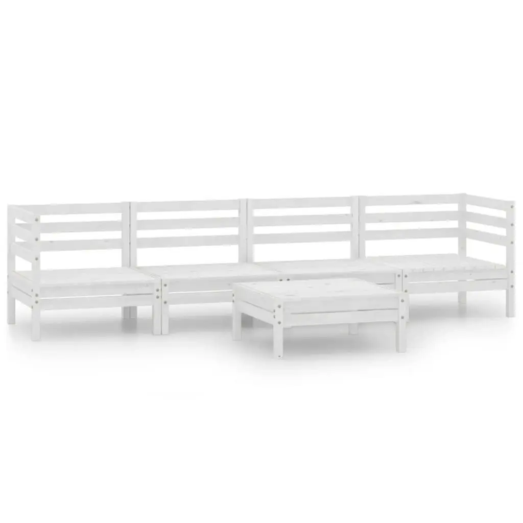 5 Piece Garden Lounge Set White Solid Pinewood 3082508