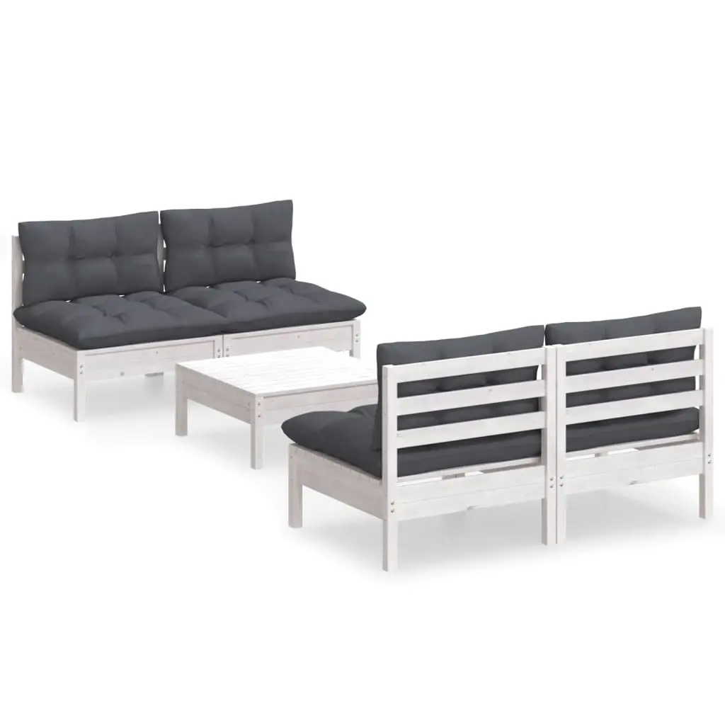 5 Piece Garden Lounge Set with Anthracite Cushions Pinewood 3096005