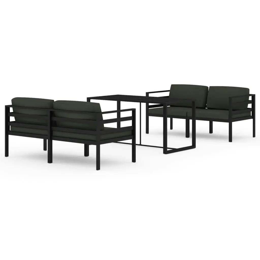 5 Piece Garden Lounge Set with Cushions Aluminium Anthracite 3115924