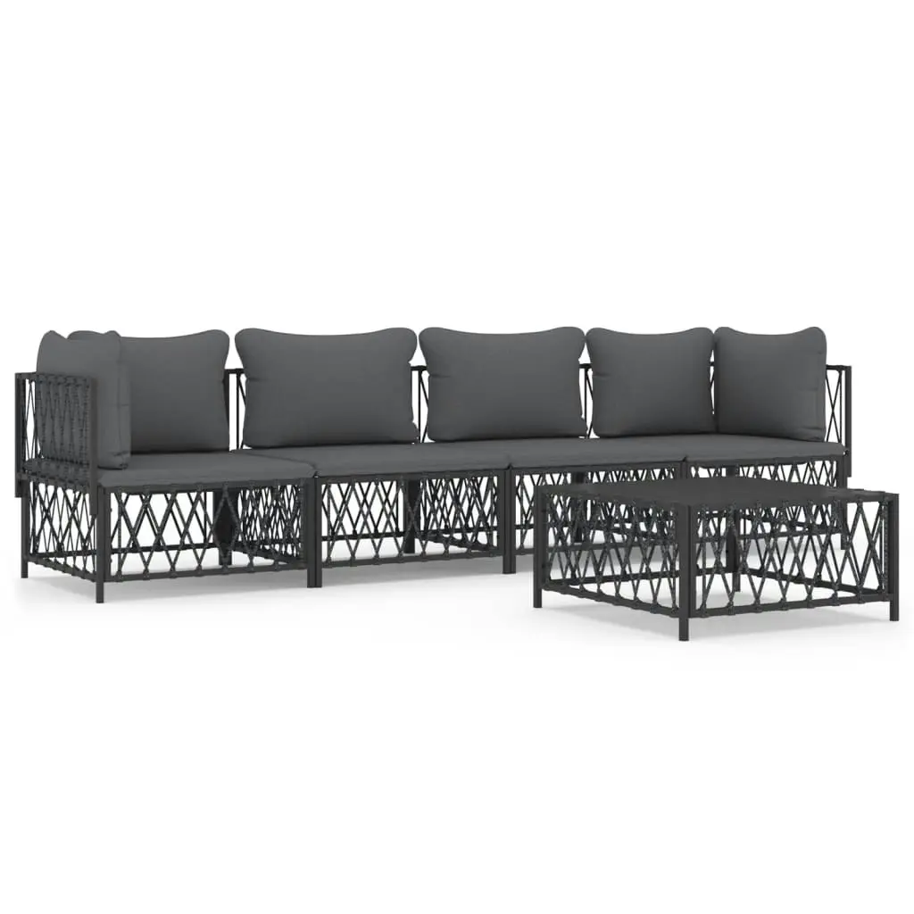 5 Piece Garden Lounge Set with Cushions Anthracite Steel 3186823