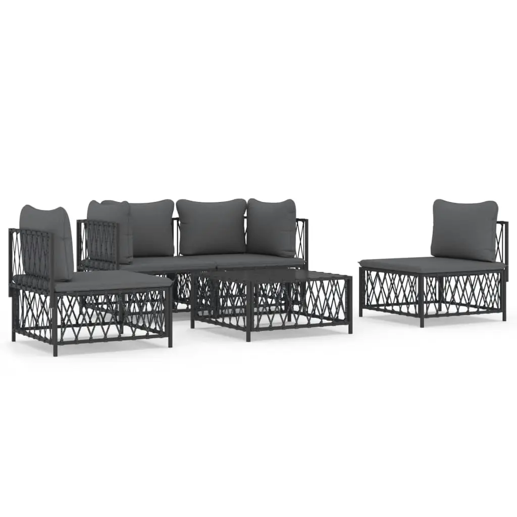 5 Piece Garden Lounge Set with Cushions Anthracite Steel 3186837