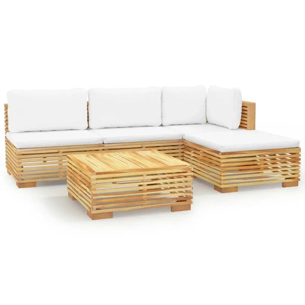 5 Piece Garden Lounge Set with Cushions Solid Wood Teak 3100855