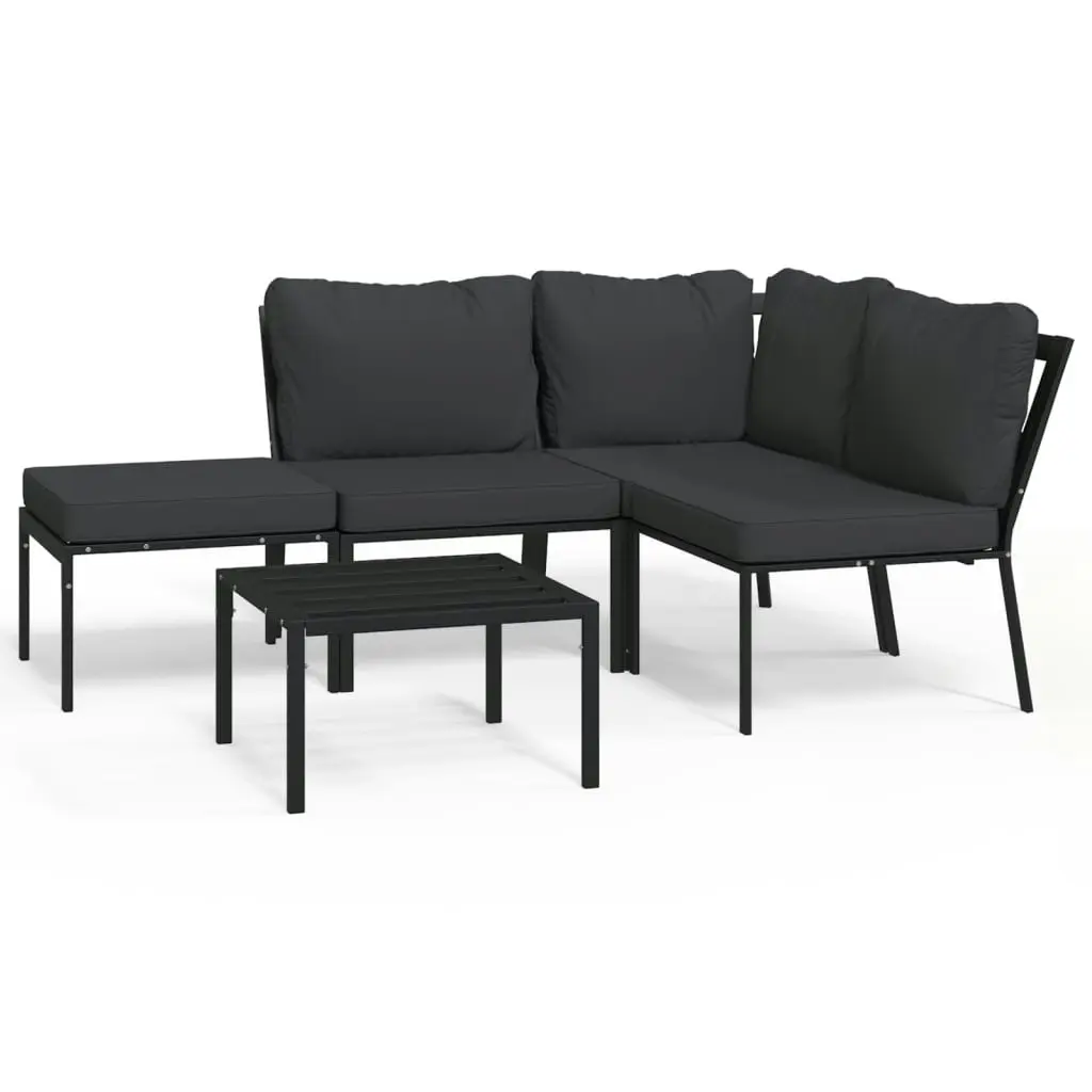 5 Piece Garden Lounge Set with Grey Cushions Steel 3187954