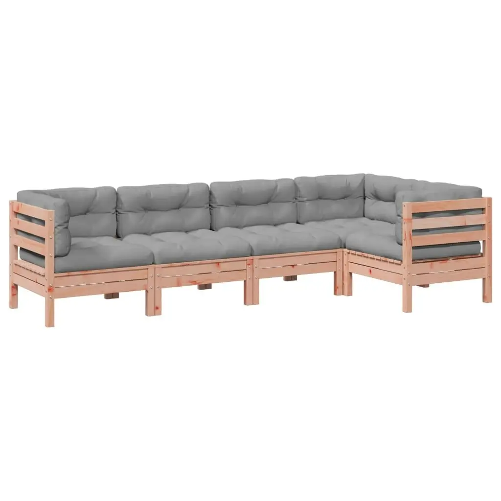 5 Piece Garden Sofa Set with Cushions Solid Wood Douglas Fir 3299439