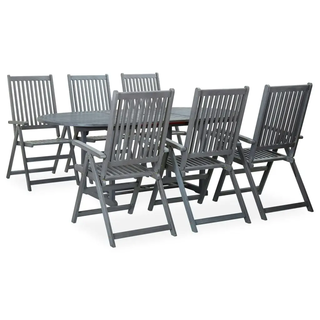 7 Piece Outdoor Dining Set Solid Acacia Wood Grey 47278