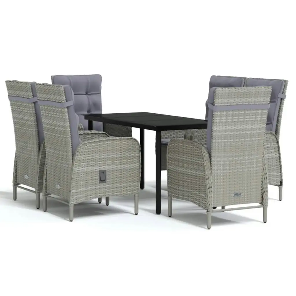 7 Piece Outdoor Dining Set with Cushions Grey and Black 3099362