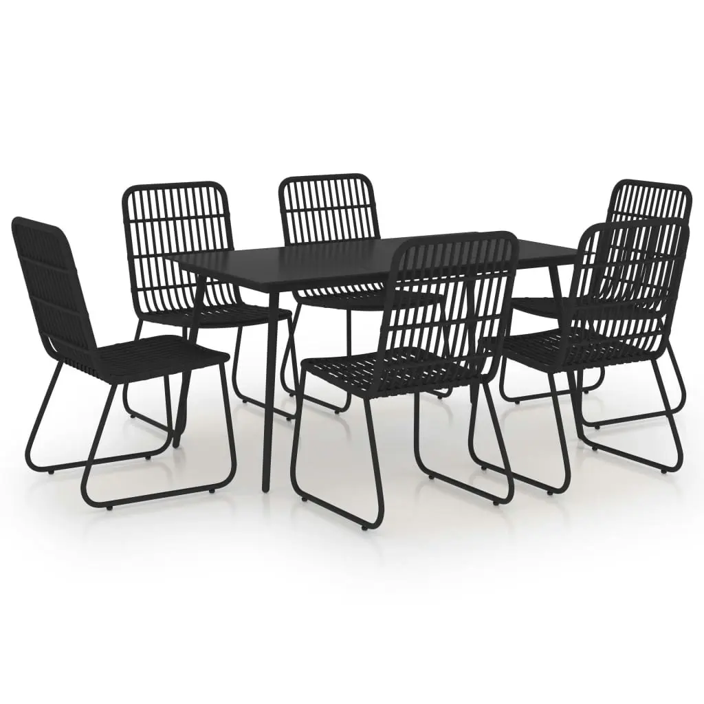 7 Piece Outdoor Dining Set Poly Rattan and Glass 3060246