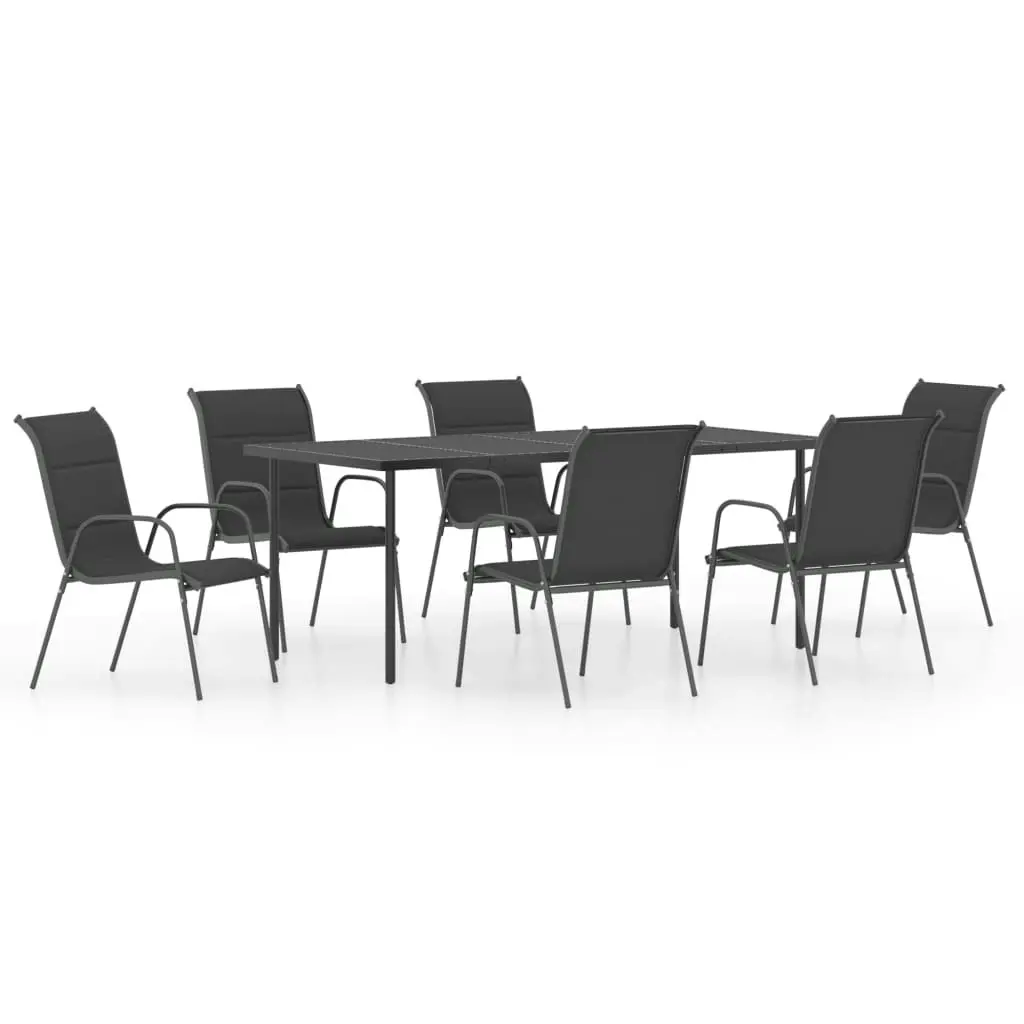 7 Piece Outdoor Dining Set Steel Anthracite 3073473