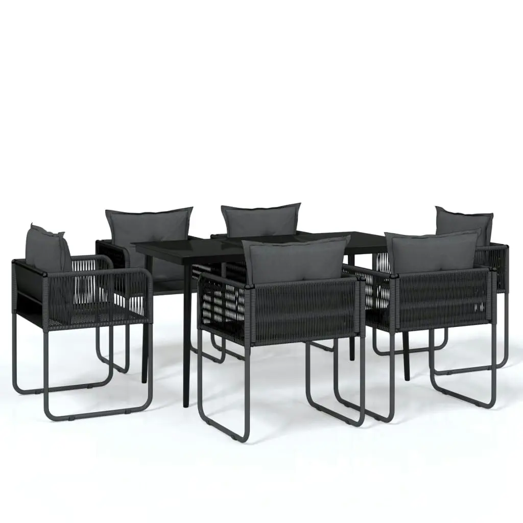 7 Piece Garden Dining Set Black 3099086