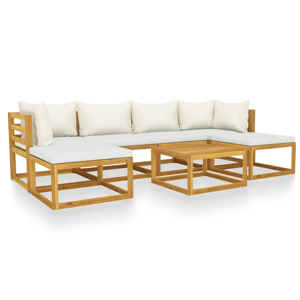 7 Piece Garden Lounge Set with Cushion Cream Solid Acacia Wood 3057652