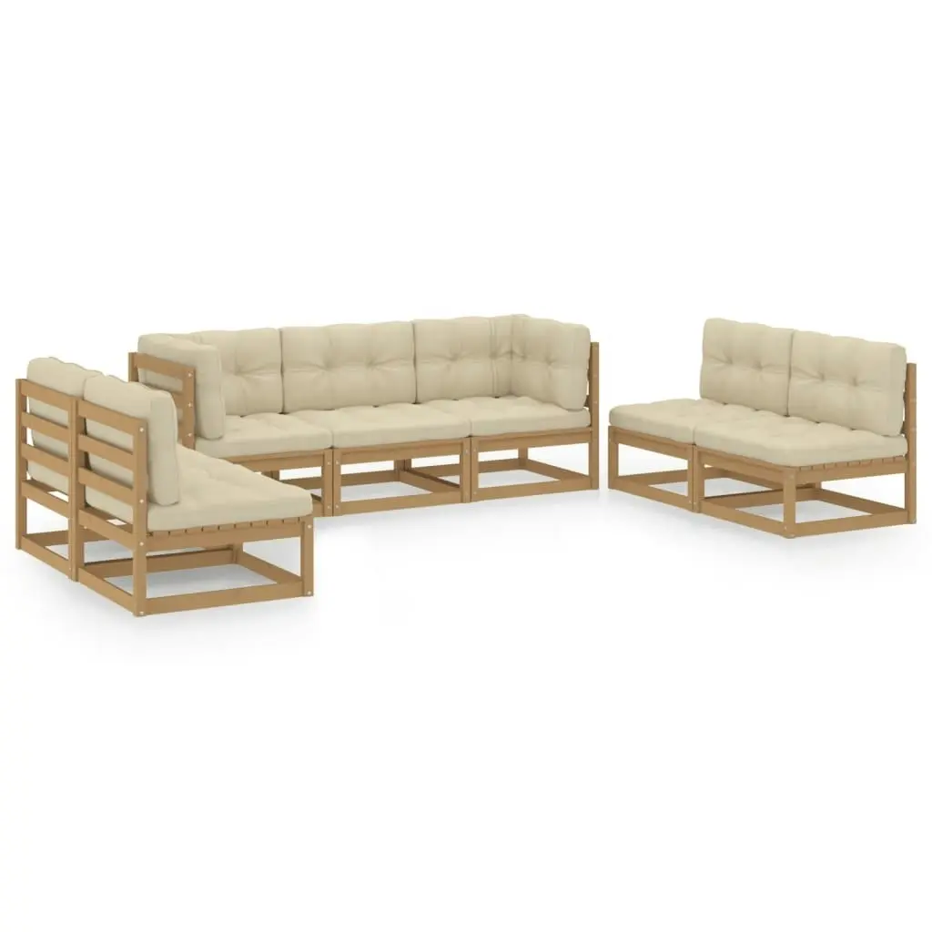 7 Piece Garden Lounge Set with Cushions Solid Pinewood 3076472